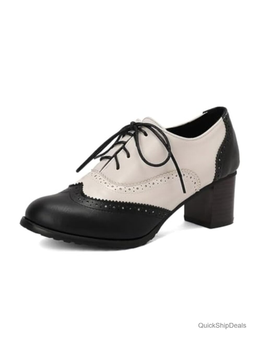 Vintage 1950s Women's Oxford Heels, Lace Up Chunky Heel Saddle Shoes Faux